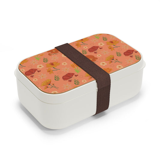 Coral Peach Meadow Bento Lunch Box Cute Food Container Summer Lunchbox Spring Food Storage Container