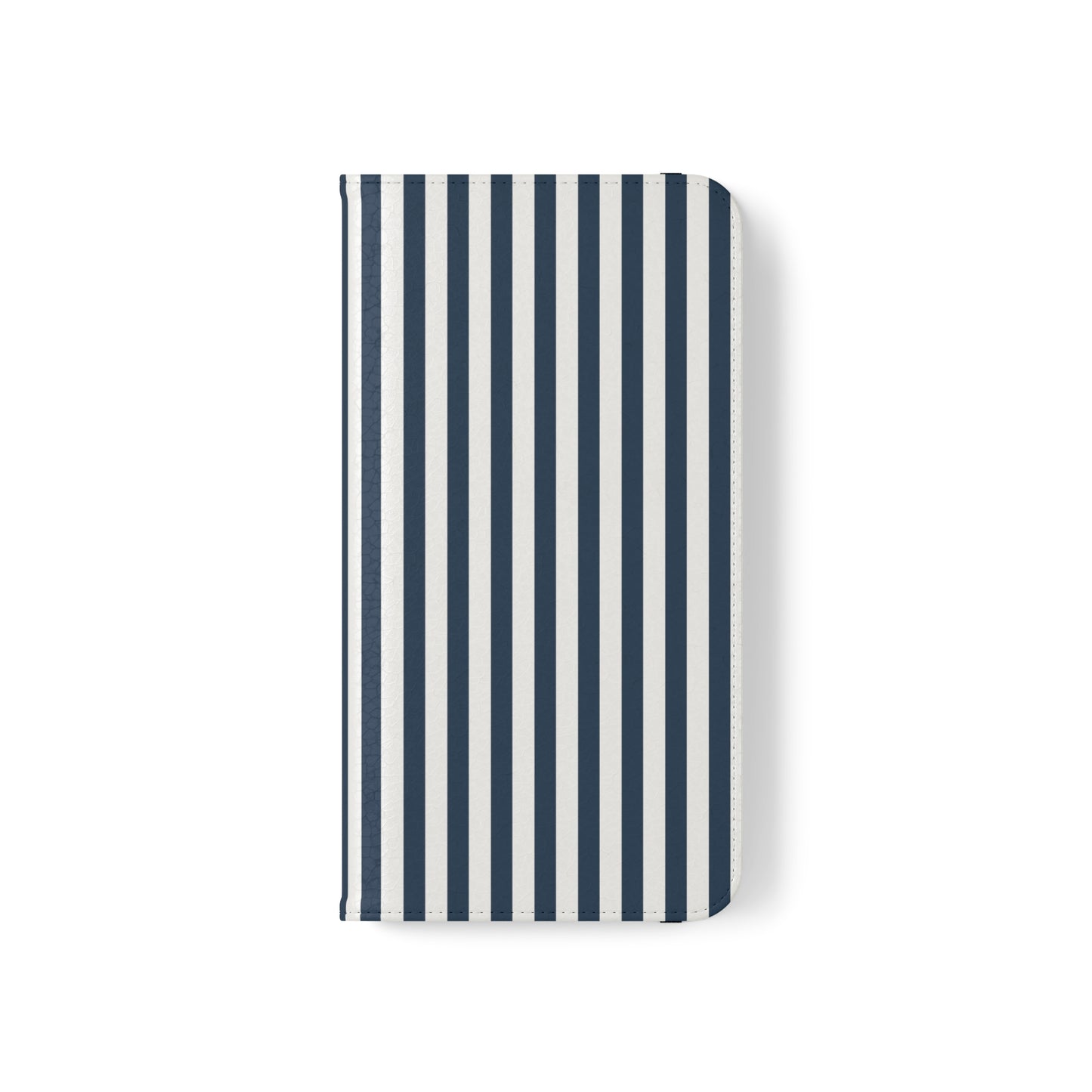 Navy Blue Stripes Flip Phone Case Cover with Pockets