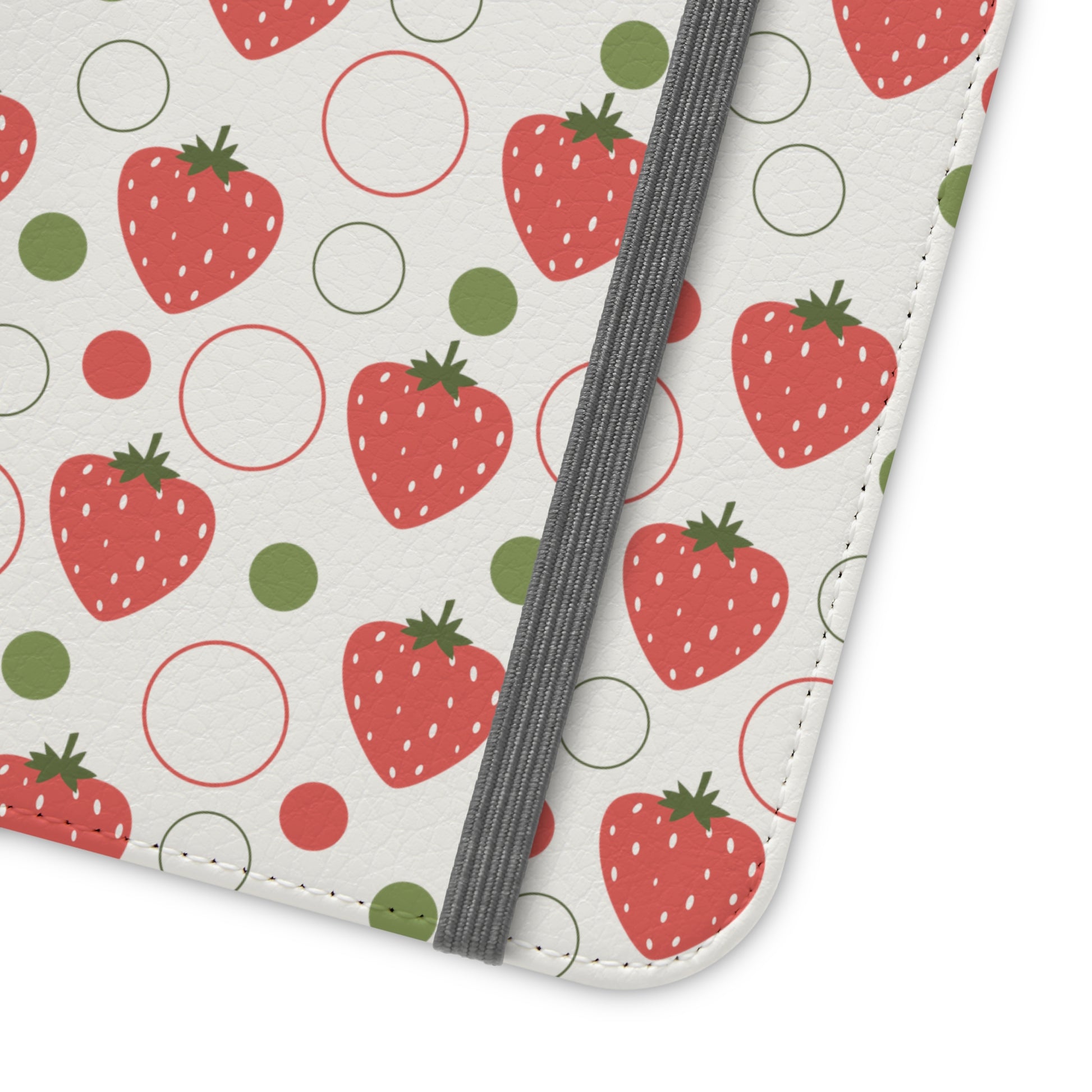 Red Strawberry Bubbles Flip Phone Case Cover with Pockets - Phone Case - Kristine Celestine