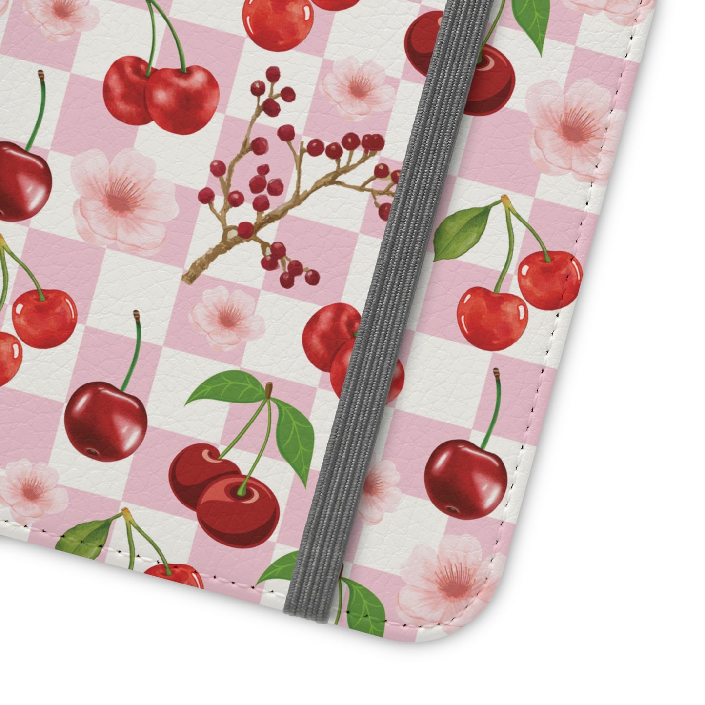 Cherry Checkerboard Flip Phone Case Cover with Pockets - Phone Case - Kristine Celestine