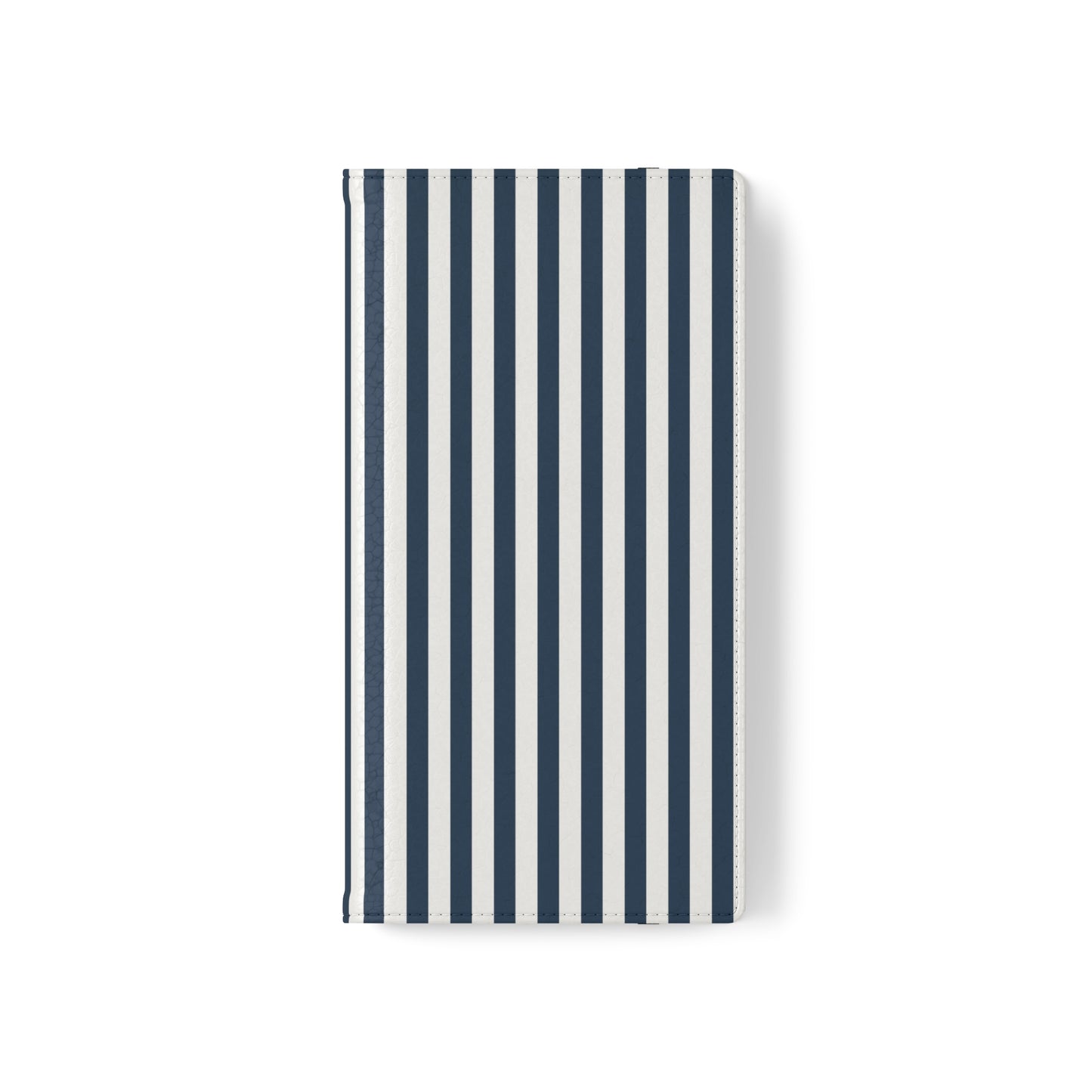 Navy Blue Stripes Flip Phone Case Cover with Pockets