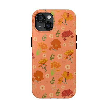 Coque de téléphone résistante Coral Peach Meadow pour iPhone et Samsung Galaxy