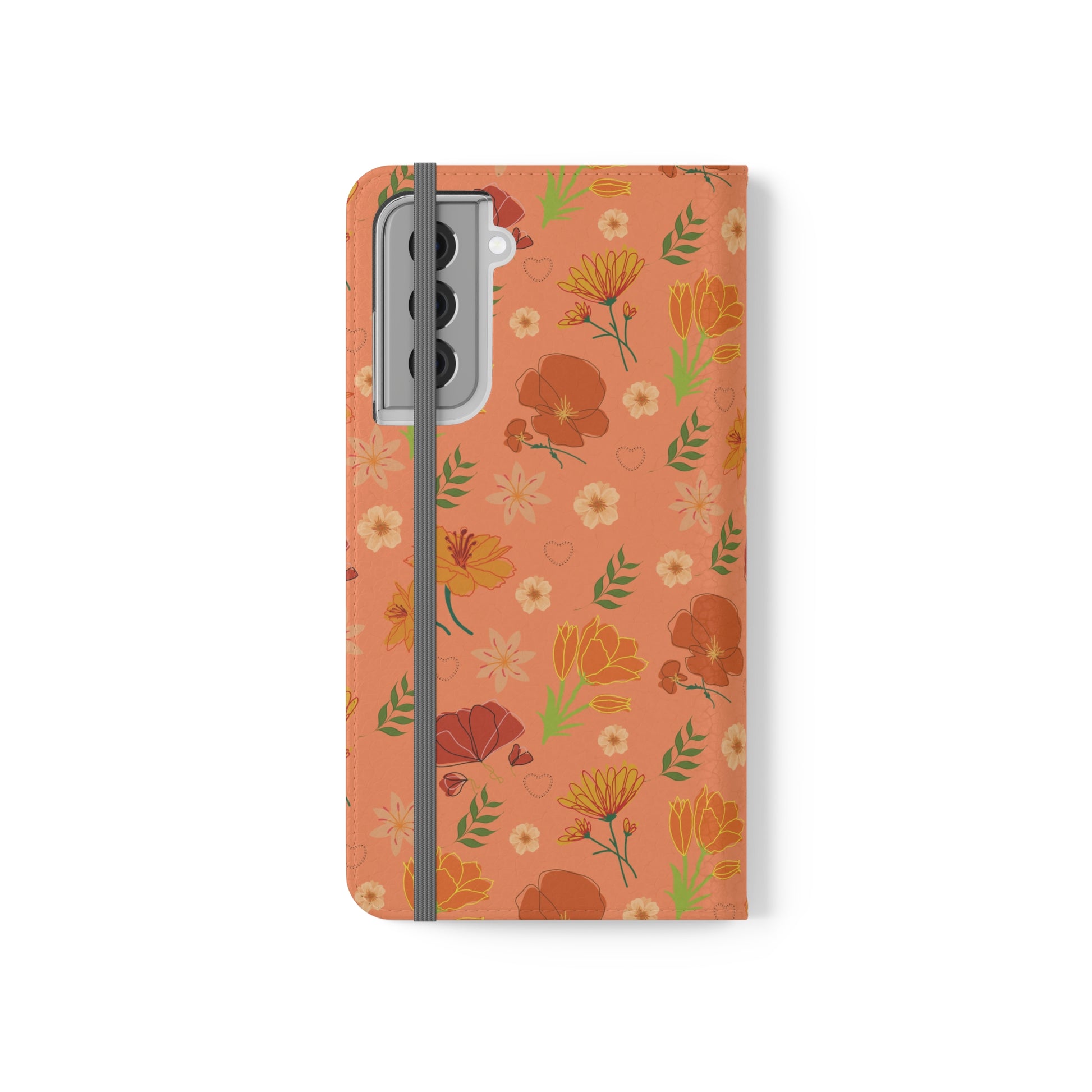 Coral Peach Meadow Flip Phone Case Cover with Pockets - Phone Case - Kristine Celestine