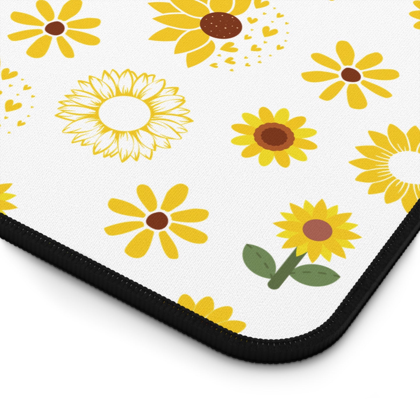 Sunflower Burst Desk Mat Summer Flower Computer Mat Yellow Floral Office Mat