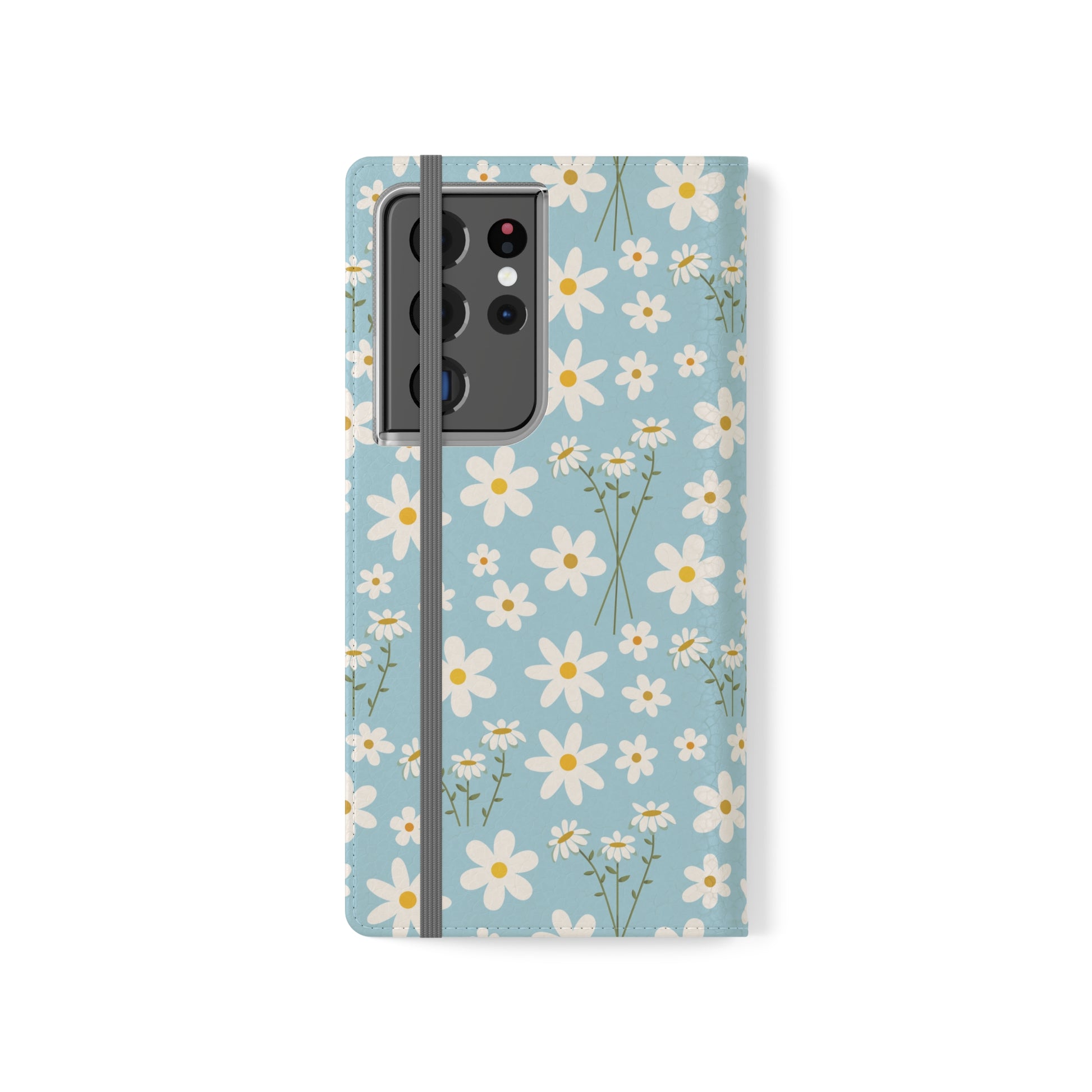 Sky Blue Daisy Flip Phone Case Cover with Pockets - Phone Case - Kristine Celestine