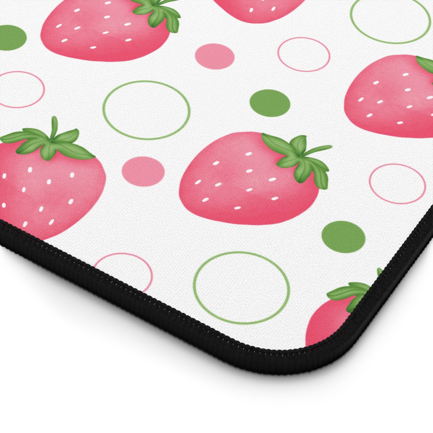 Pink Strawberry Bubbles Desk Mat Computer Mat