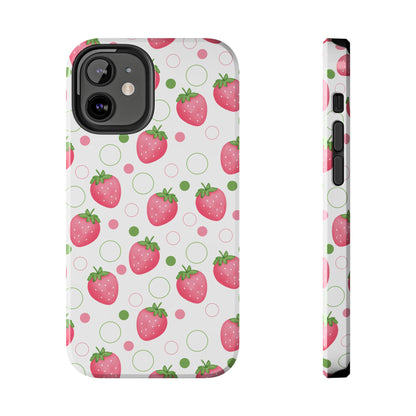 Pink Strawberry Bubbles Tough Phone Case for iPhone and Samsung Galaxy