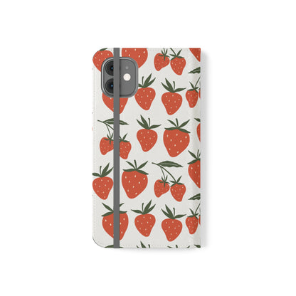 Tropical Strawberry Flip Phone Case Cover with Pockets - Phone Case - Kristine Celestine