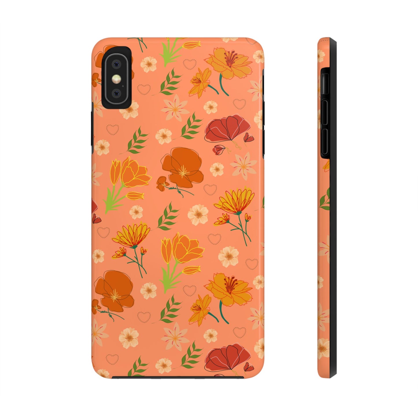 Coque de téléphone résistante Coral Peach Meadow pour iPhone et Samsung Galaxy