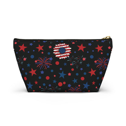 Starry Night America Accessory Pouch with T-bottom Pouch for Makeup Small Bag for School Supplies Cute Summer Zipper Pouch