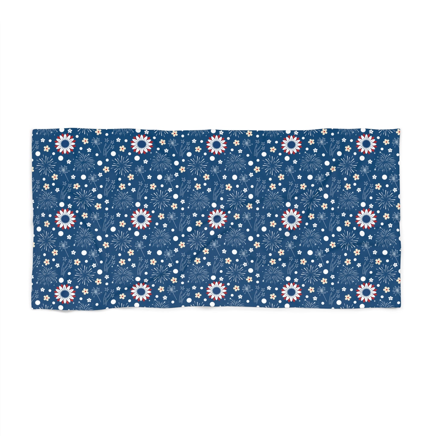 USA Daisy Fireworks Beach Towel