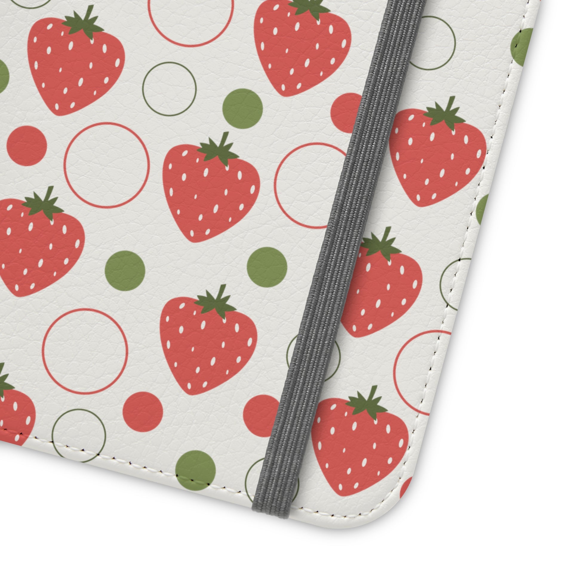 Red Strawberry Bubbles Flip Phone Case Cover with Pockets - Phone Case - Printify - Kristine Celestine