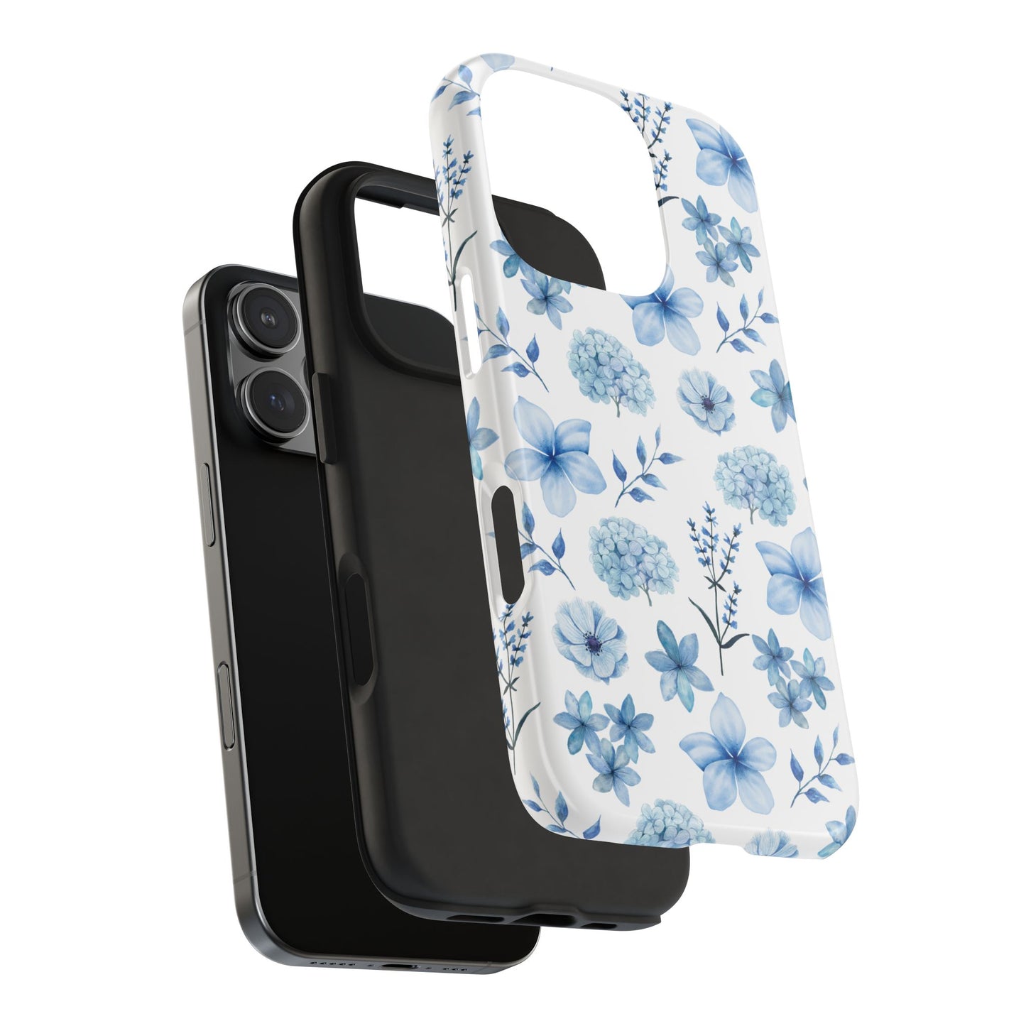 Snowy Blue Flowers Tough Phone Case for iPhone and Samsung Galaxy