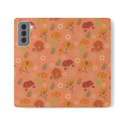 Coral Peach Meadow Flip Phone Case Cover with Pockets - Phone Case - Kristine Celestine