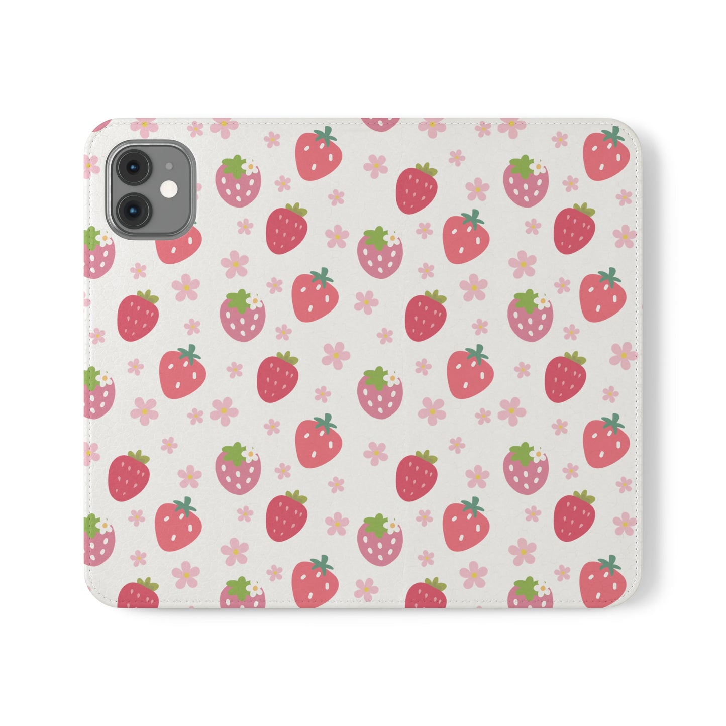 Strawberries and Daisies Flip Phone Case Cover with Pockets - Phone Case - Kristine Celestine