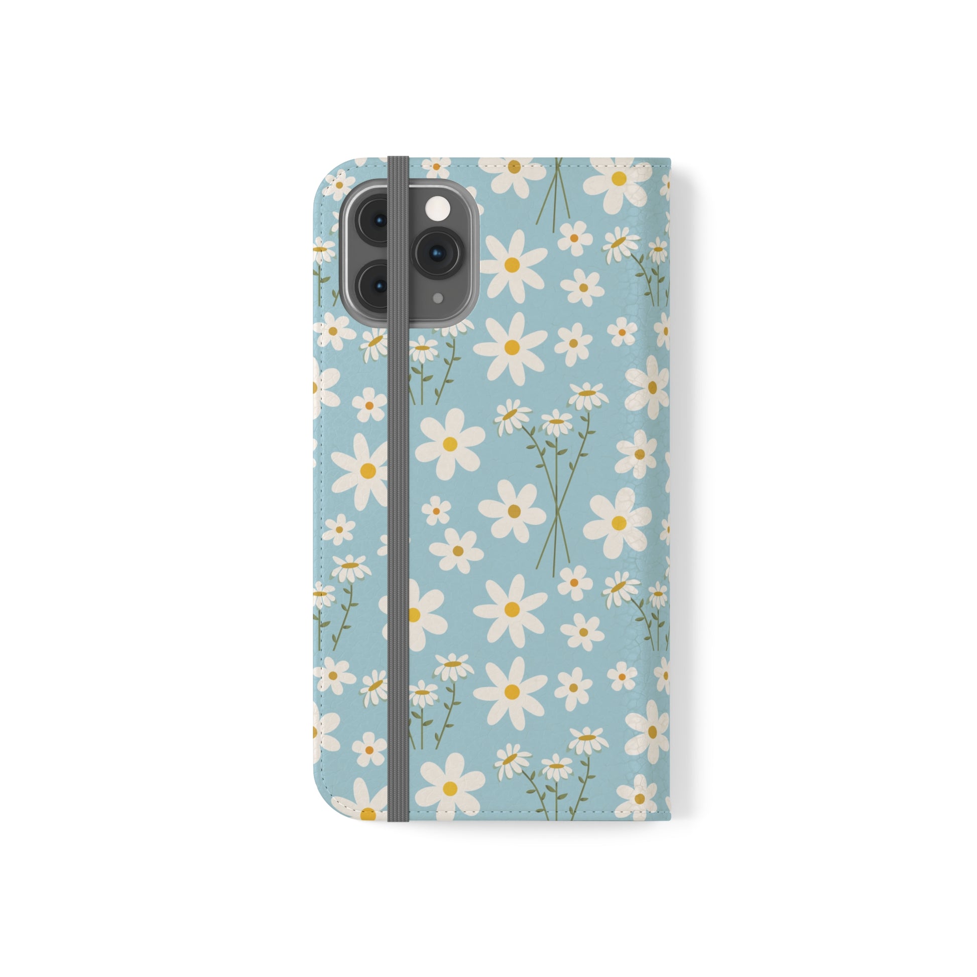 Sky Blue Daisy Flip Phone Case Cover with Pockets - Phone Case - Kristine Celestine