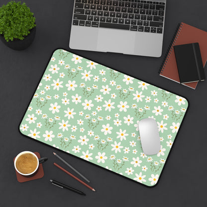 Mint Daisy Delight Desk Mat Floral Spring Sage Green Computer Mat Pistachio Green Daisies Office Mat