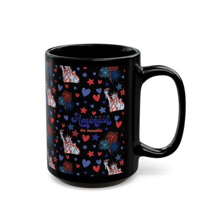 America the Beautiful Black Mug Cool Summer Coffee Mug Tea Cup Spring Ceramic Mug