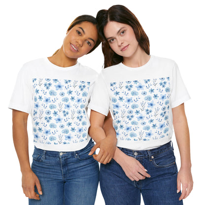 Snowy Blue Flowers T-Shirt