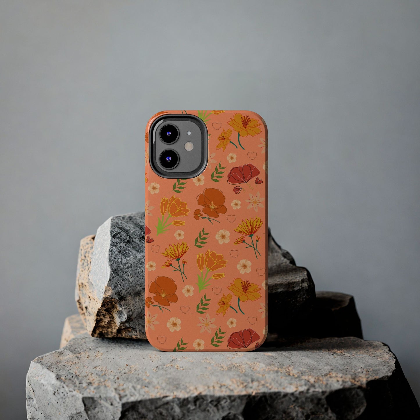 Coque de téléphone résistante Coral Peach Meadow pour iPhone et Samsung Galaxy