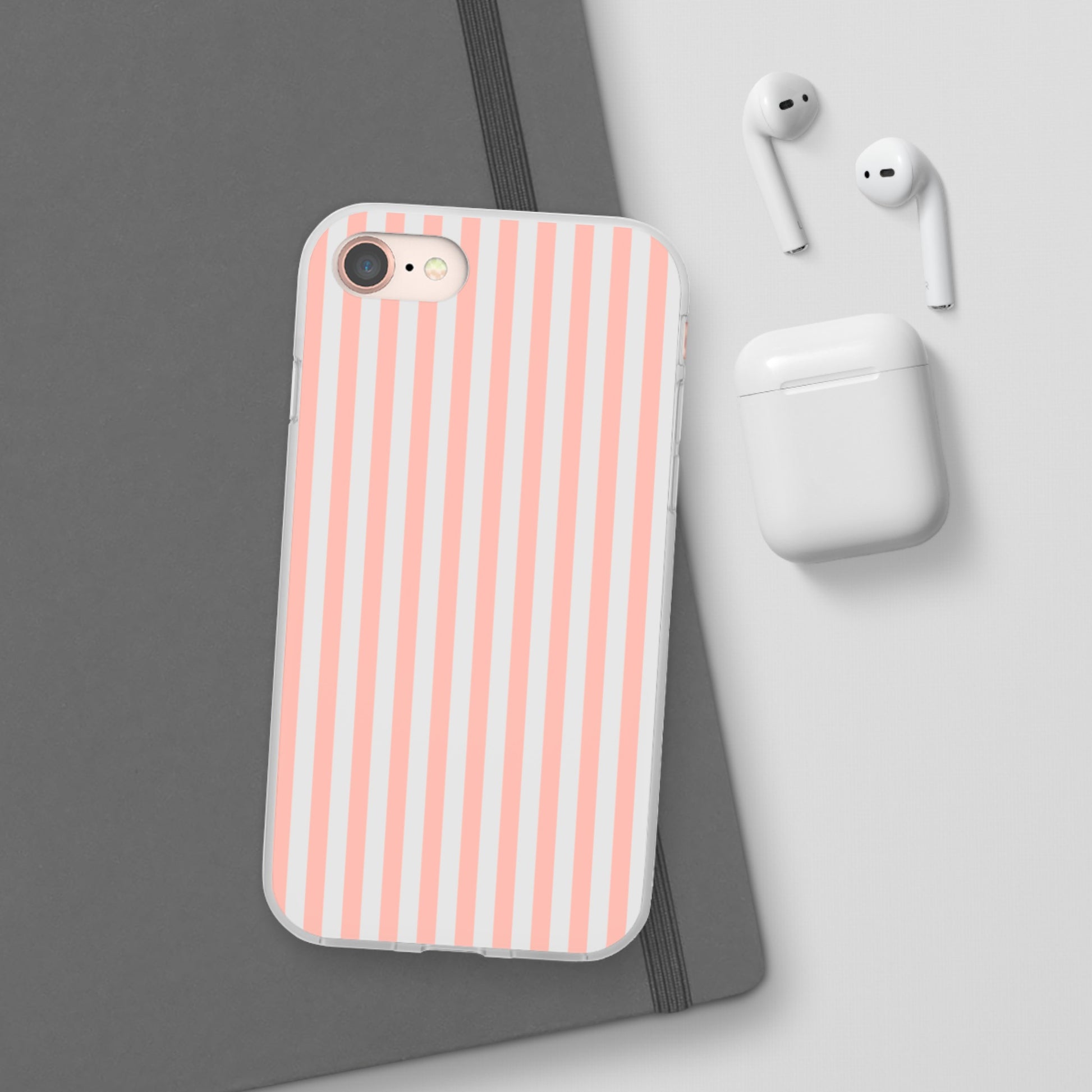 Coral Pink Stripes Flexible Phone Case iPhone Case Samsung Galaxy - Phone Case - Kristine Celestine