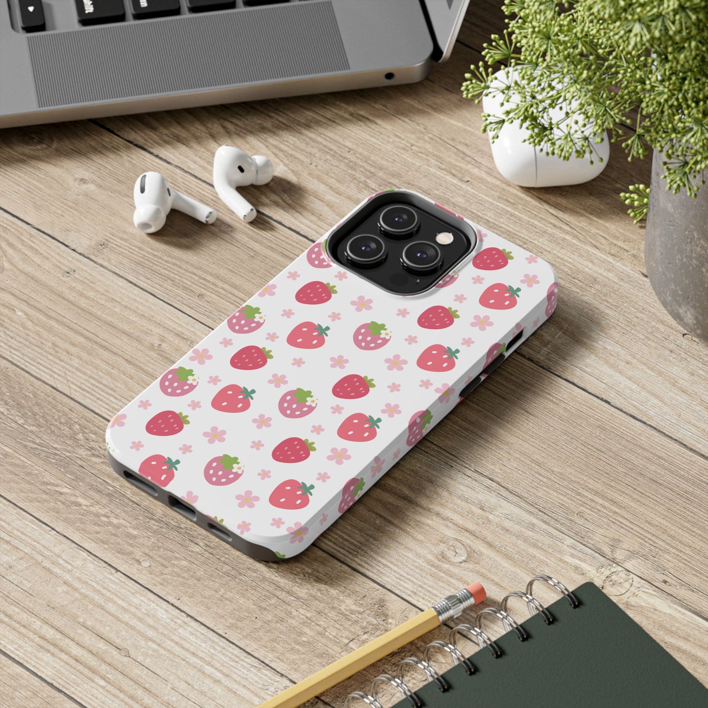 Strawberries and Daisies Tough Phone Case for iPhone and Samsung Galaxy