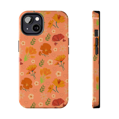 Coque de téléphone résistante Coral Peach Meadow pour iPhone et Samsung Galaxy