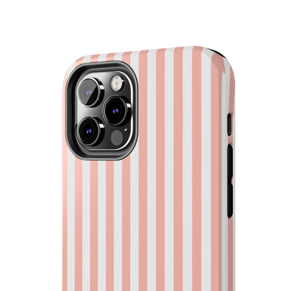 Coral Pink Stripes Tough Phone Case for iPhone and Samsung Galaxy