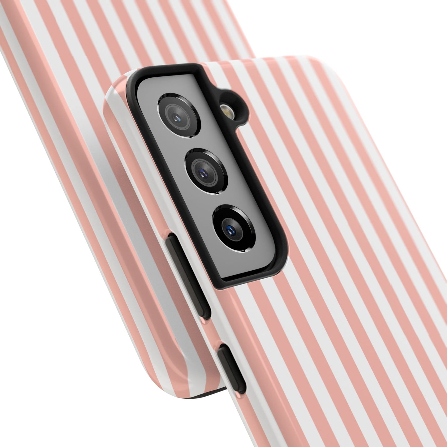 Coral Pink Stripes Tough Phone Case for iPhone and Samsung Galaxy