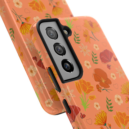 Coque de téléphone résistante Coral Peach Meadow pour iPhone et Samsung Galaxy