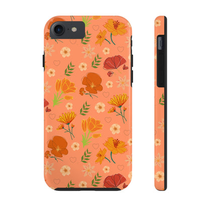 Coque de téléphone résistante Coral Peach Meadow pour iPhone et Samsung Galaxy