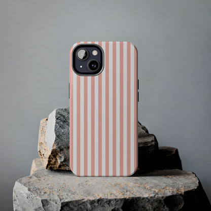 Coral Pink Stripes Tough Phone Case for iPhone and Samsung Galaxy