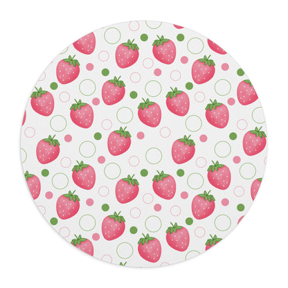 Pink Strawberry Bubbles Mousepad Summer Strawberries Desk Mat