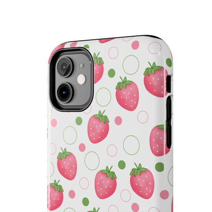 Pink Strawberry Bubbles Tough Phone Case for iPhone and Samsung Galaxy