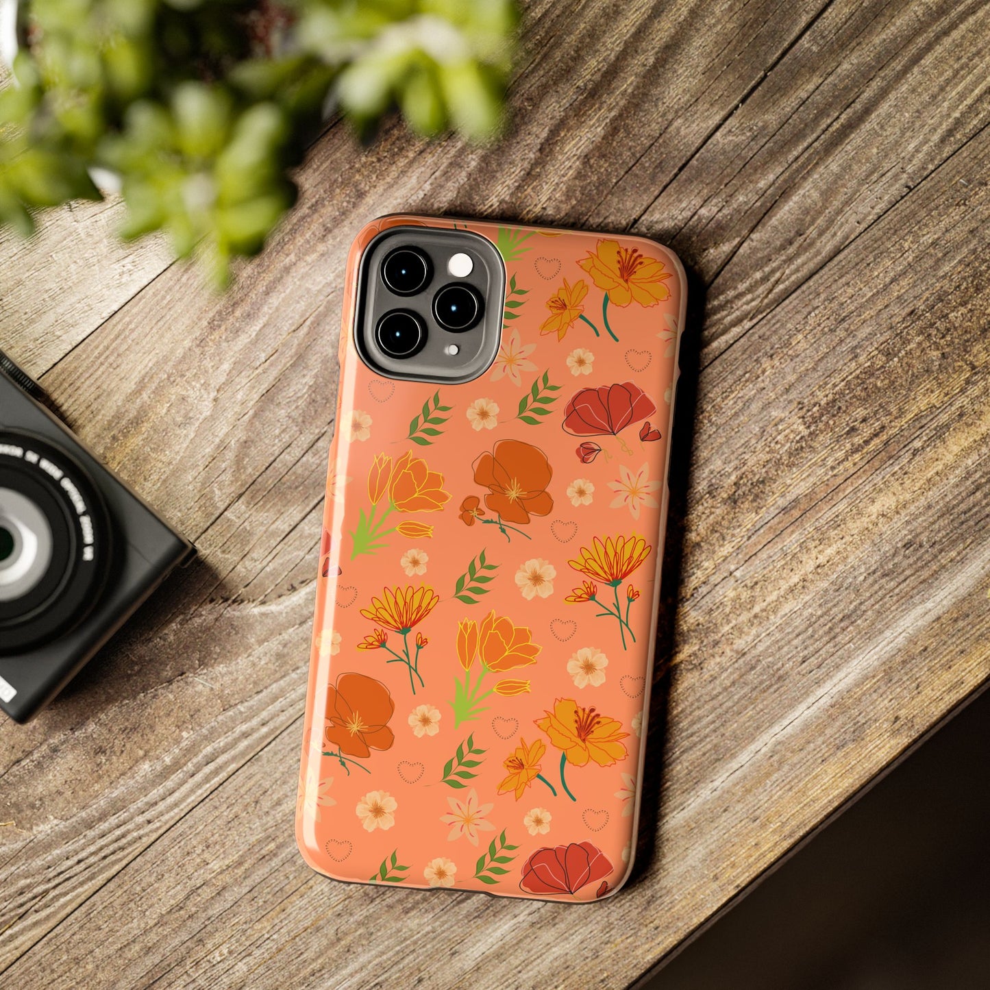 Coque de téléphone résistante Coral Peach Meadow pour iPhone et Samsung Galaxy