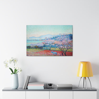 Almond Tree Blossoms by the Lake Canvas Gallery Wrap - Canvas - Kristine Celestine