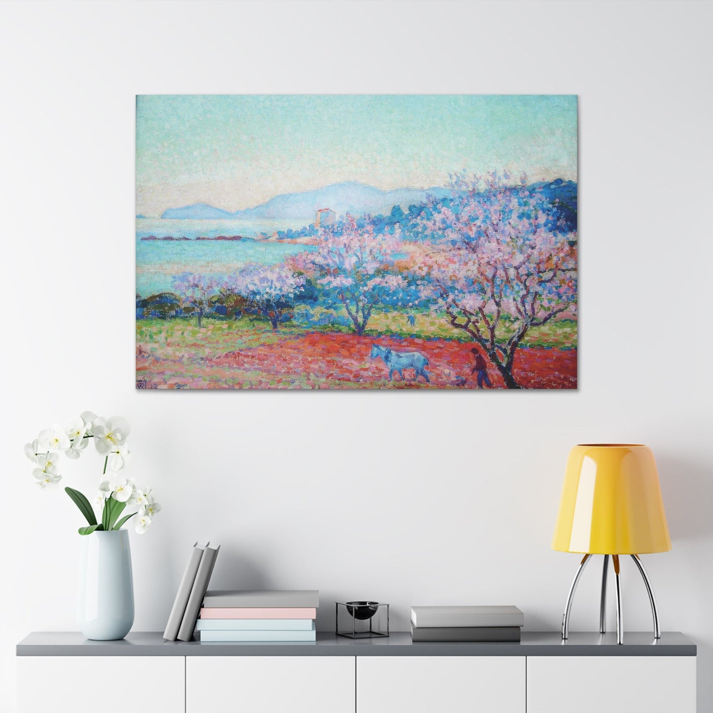 Almond Tree Blossoms by the Lake Canvas Gallery Wrap - Canvas - Kristine Celestine