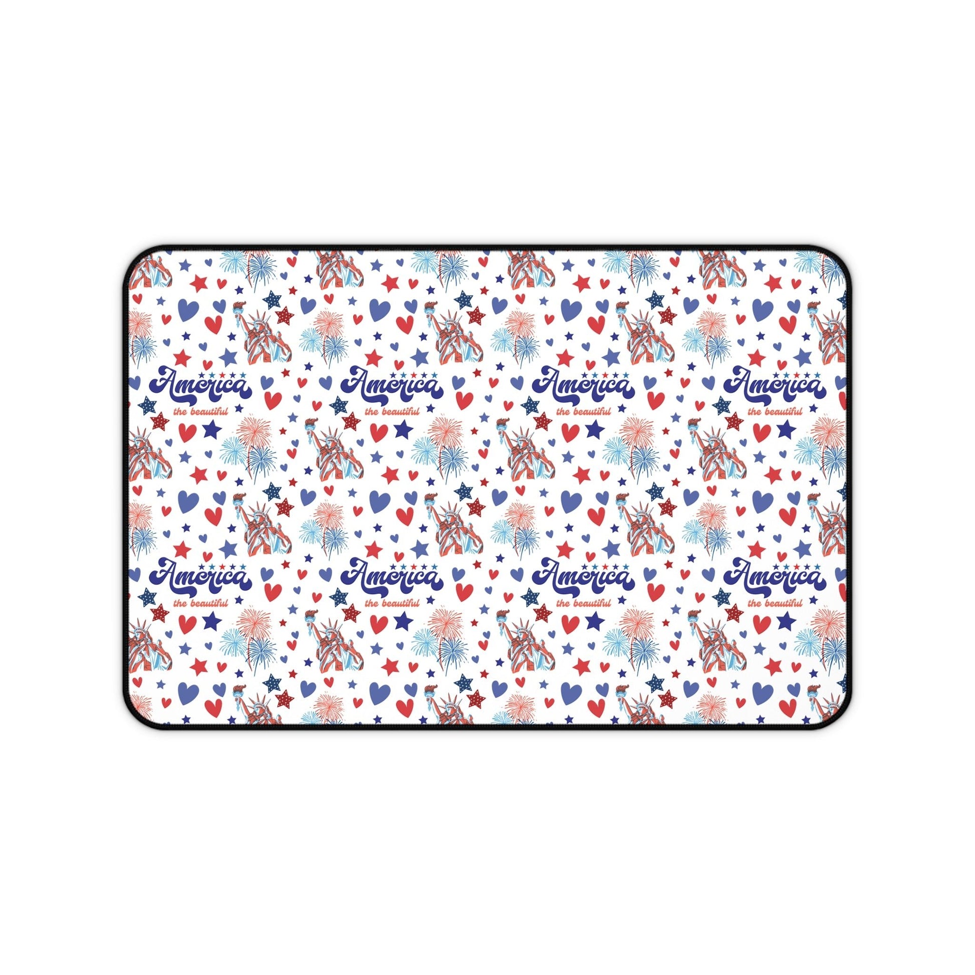 America the Beautiful Desk Mat Fourth of July USA Computer Mat Red White and Blue Office Mat - Home Decor - Kristine Celestine