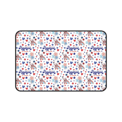 America the Beautiful Desk Mat Fourth of July USA Computer Mat Red White and Blue Office Mat - Home Decor - Kristine Celestine