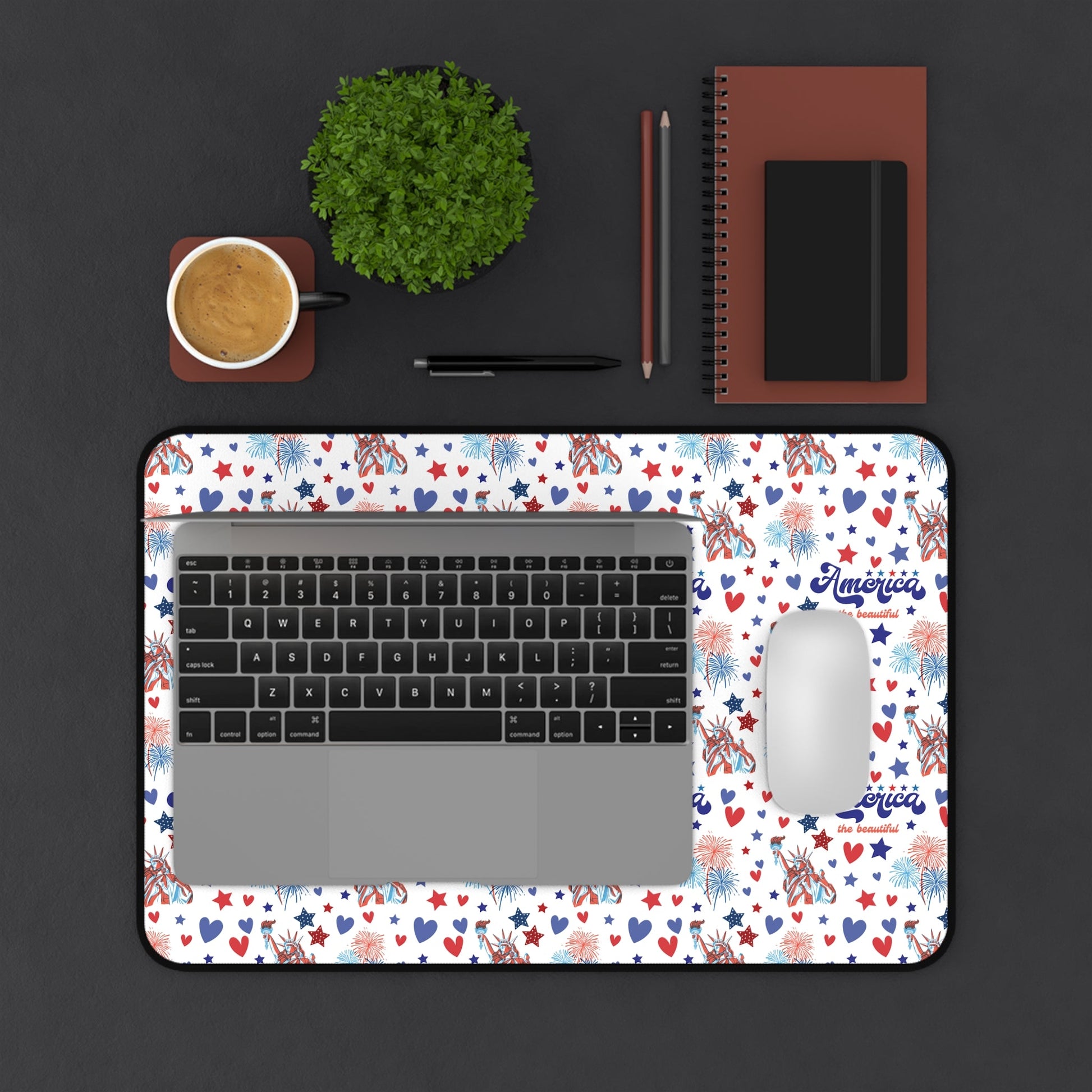 America the Beautiful Desk Mat Fourth of July USA Computer Mat Red White and Blue Office Mat - Home Decor - Kristine Celestine