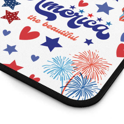 America the Beautiful Desk Mat Fourth of July USA Computer Mat Red White and Blue Office Mat - Home Decor - Kristine Celestine