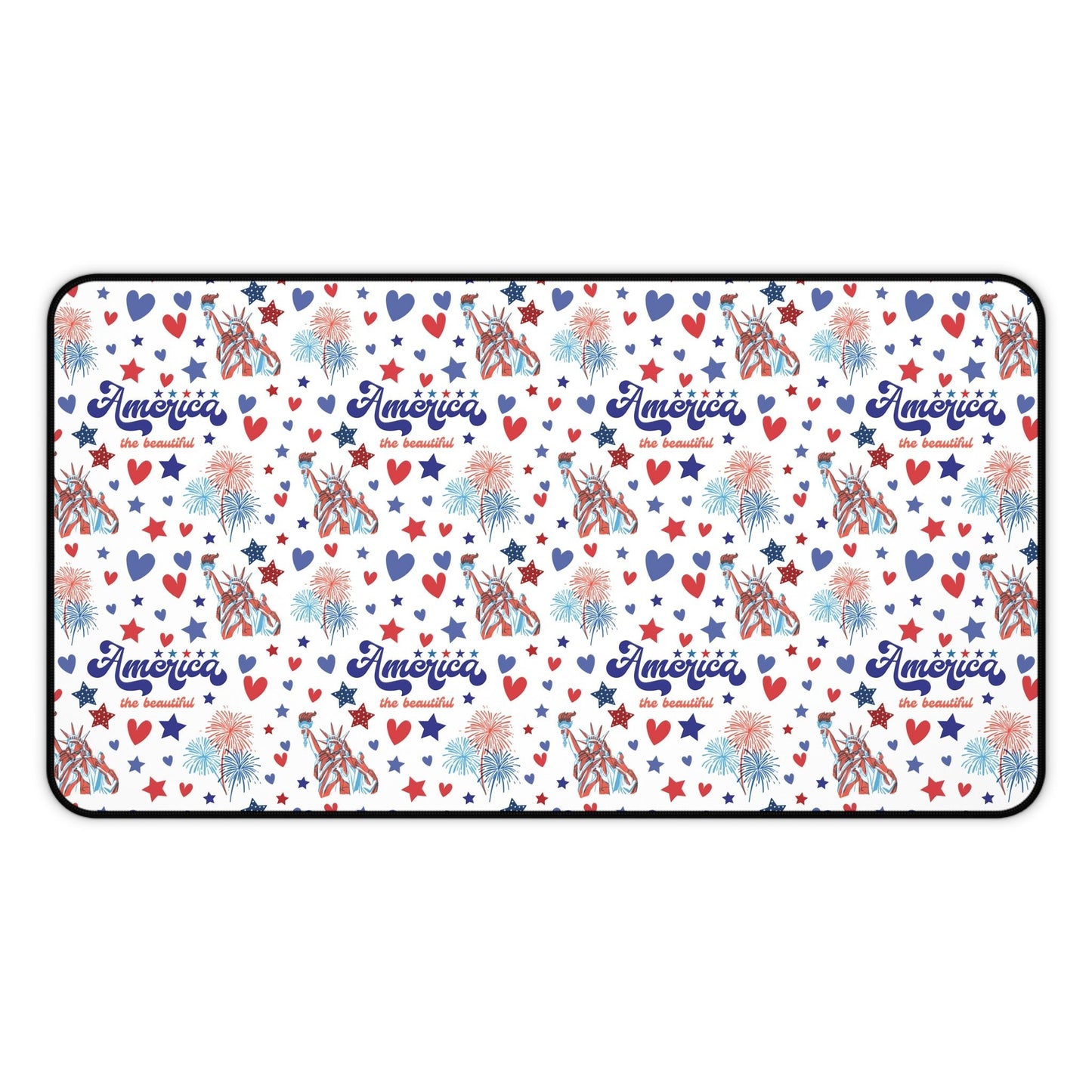 America the Beautiful Desk Mat Fourth of July USA Computer Mat Red White and Blue Office Mat - Home Decor - Kristine Celestine