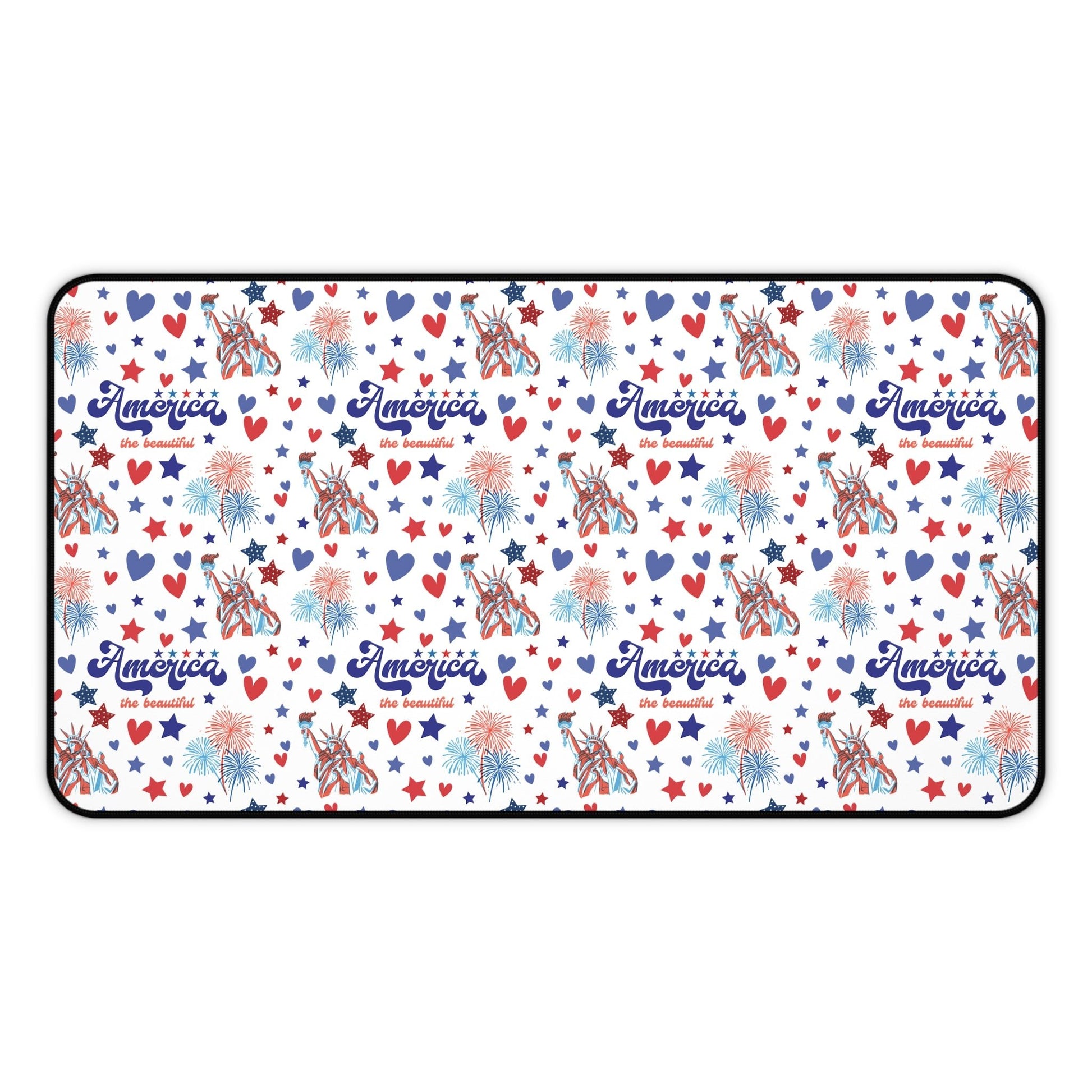 America the Beautiful Desk Mat Fourth of July USA Computer Mat Red White and Blue Office Mat - Home Decor - Kristine Celestine