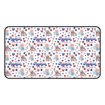 America the Beautiful Desk Mat Fourth of July USA Computer Mat Red White and Blue Office Mat - Home Decor - Kristine Celestine