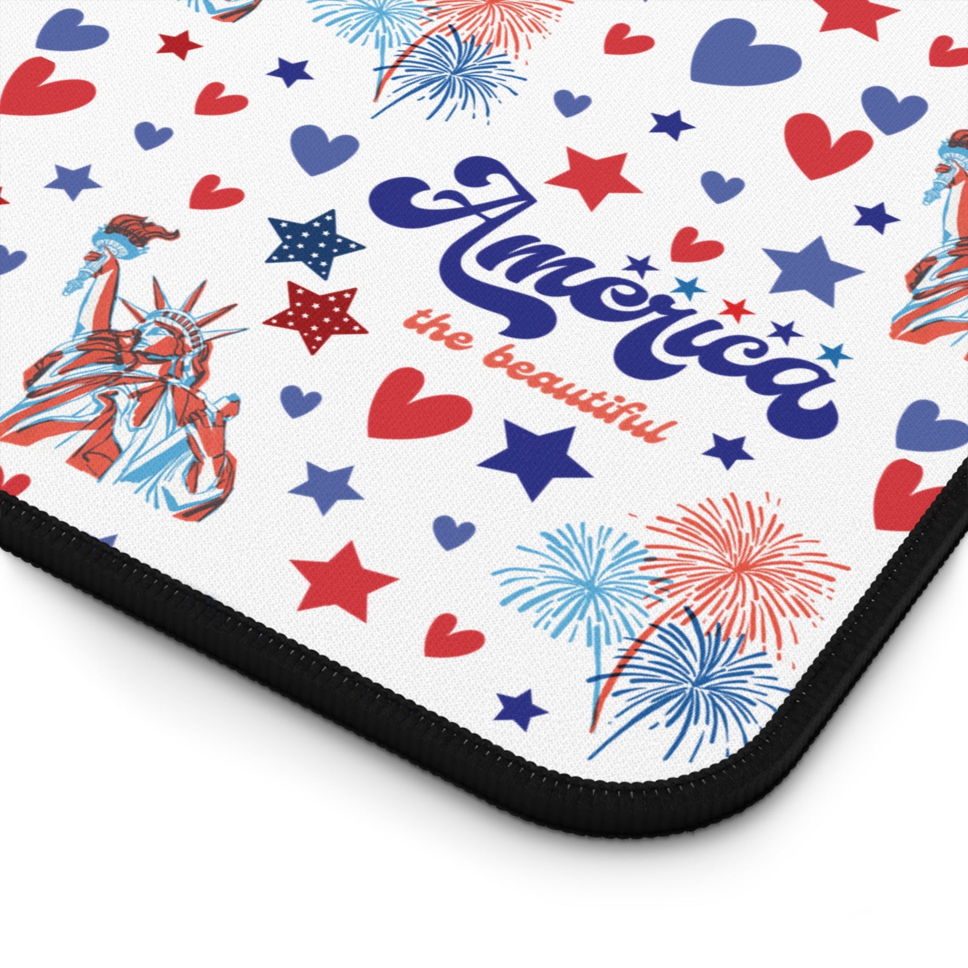 America the Beautiful Desk Mat Fourth of July USA Computer Mat Red White and Blue Office Mat - Home Decor - Kristine Celestine