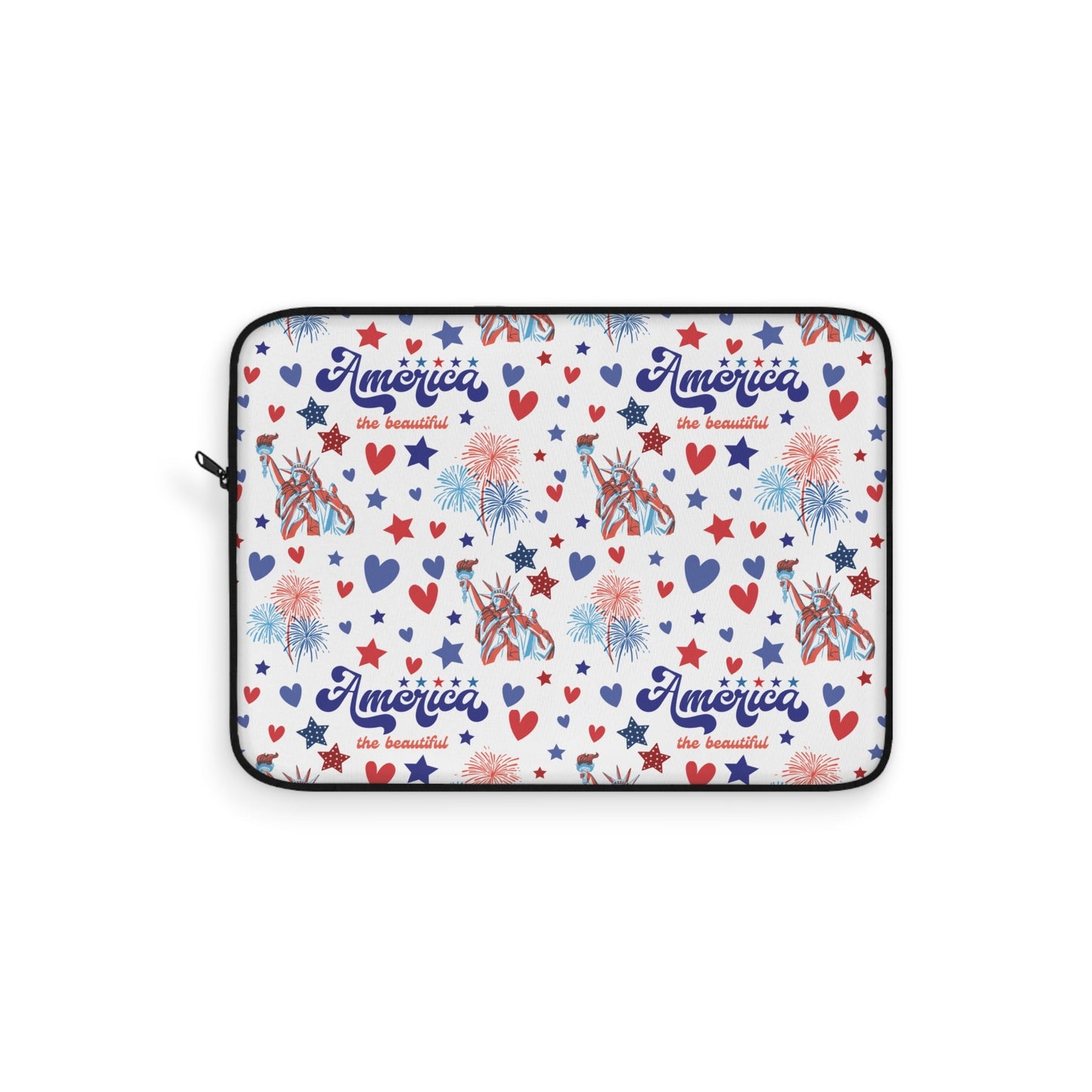 America the Beautiful Laptop Sleeve USA Statue of Liberty Laptop Pouch Red Whtie and Blue Summer Laptop Bag Laptop Case Spring Laptop Protector Cute Tablet Sleeve Pretty Tablet Case Adorable Tablet Pouch - Laptop Sleeve - Kristine Celestine