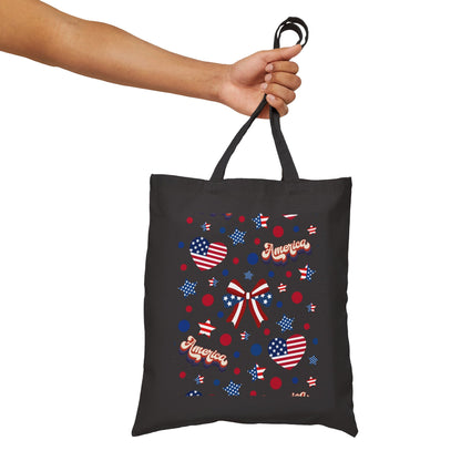 America's Sweetheart and Bows Cotton Canvas Tote Bag - Bags - Kristine Celestine