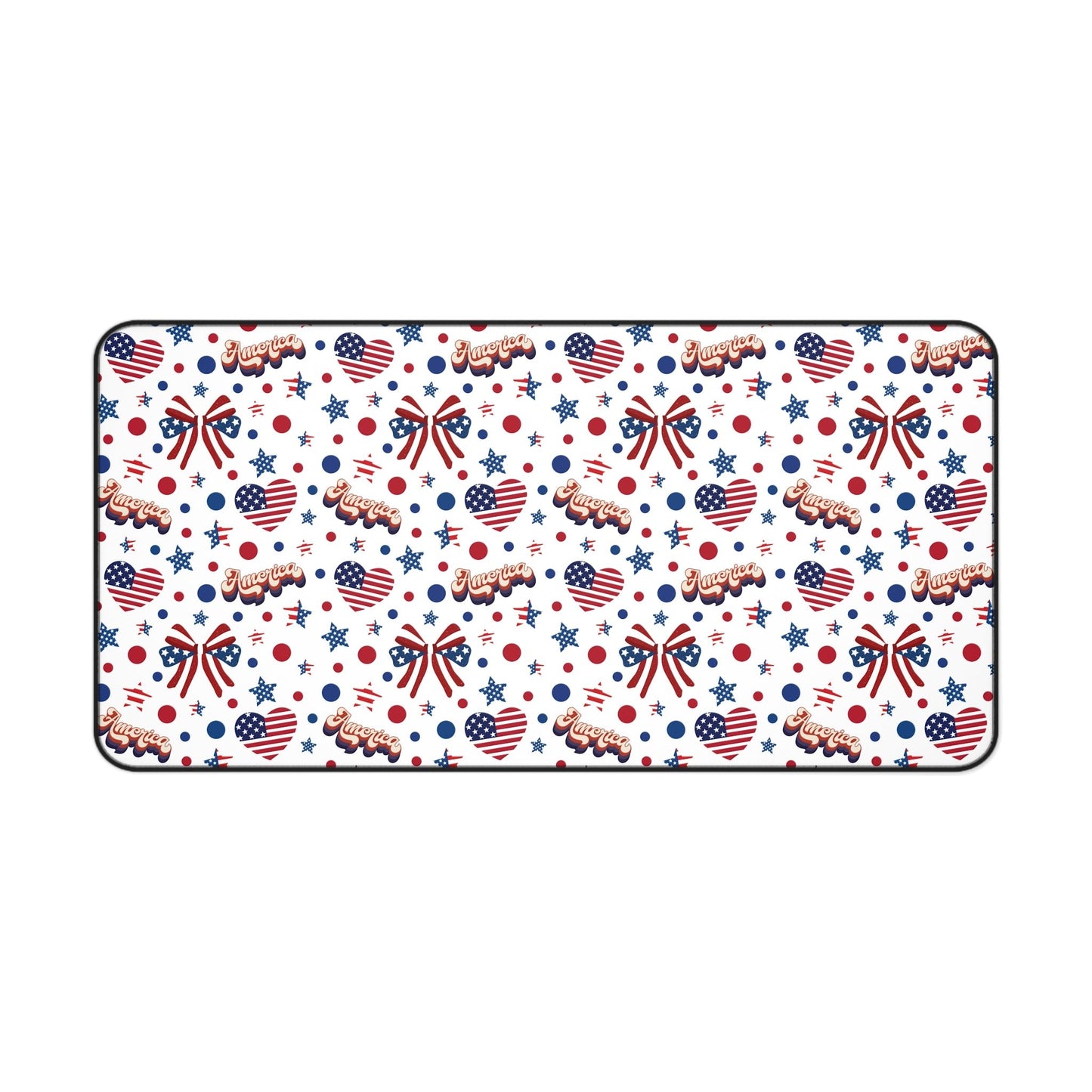 America's Sweetheart and Bows Desk Mat Fourth of July USA Computer Mat Red White and Blue Office Mat - Home Decor - Kristine Celestine