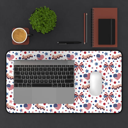 America's Sweetheart and Bows Desk Mat Fourth of July USA Computer Mat Red White and Blue Office Mat - Home Decor - Kristine Celestine