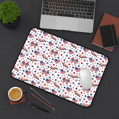 America's Sweetheart and Bows Desk Mat Fourth of July USA Computer Mat Red White and Blue Office Mat - Home Decor - Kristine Celestine